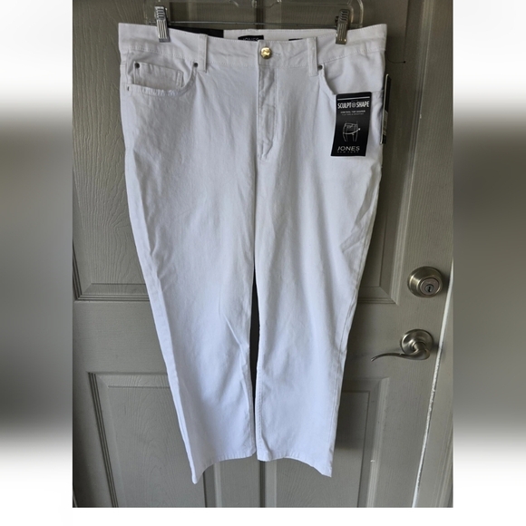 Jones New York Lexington Capri Jeans Sz 12 White Women Sculpt Shaper 34x24 - Picture 4 of 14
